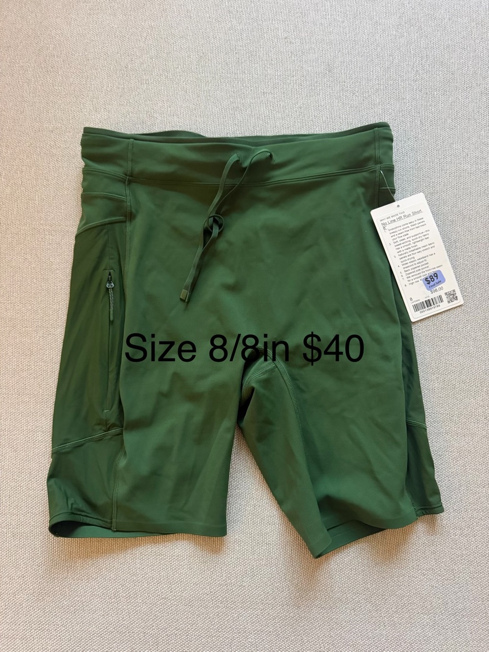 lululemon athletica Men's Olive Swim Hybrids with Zip Pocket